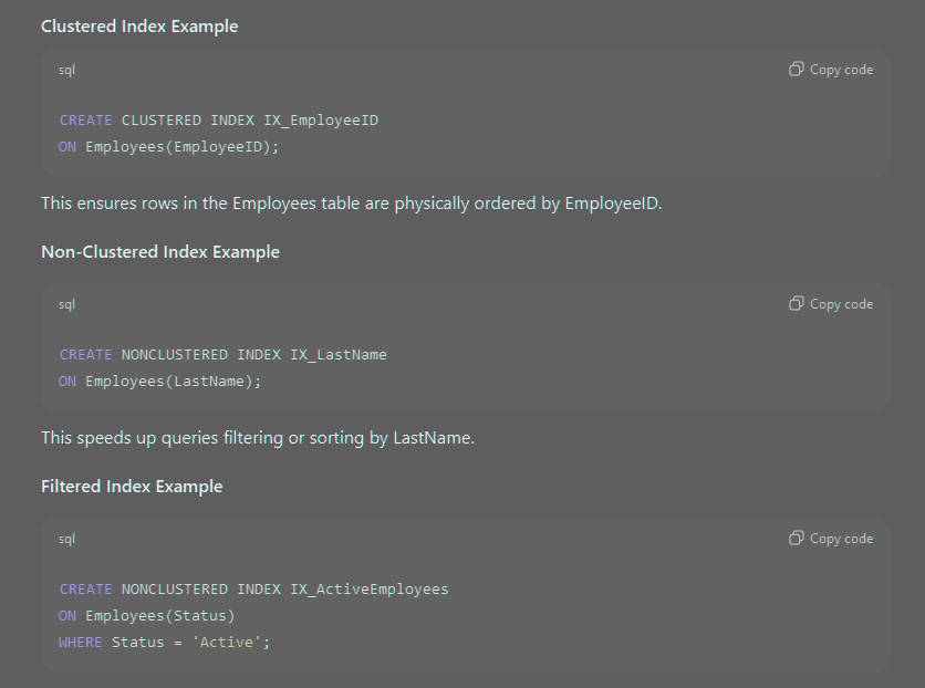 Indexing in Practice